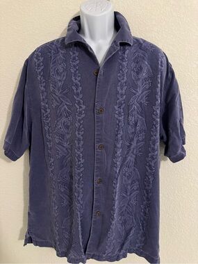 Men's Embroidered Tommy Bahama Casual Button-Up Shirt - Blue